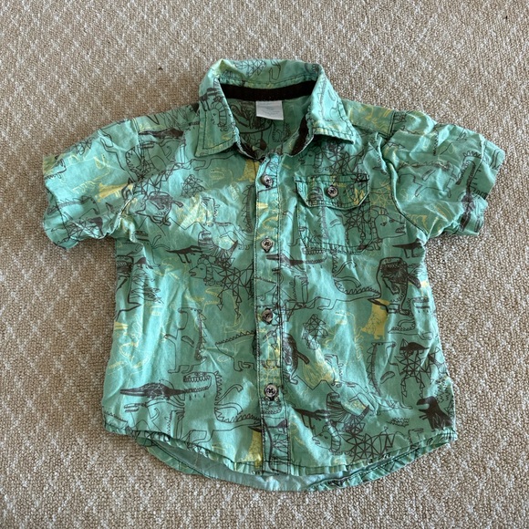 Wonderkids Green Dinosaur Button Down Shirt 100% cotton - Picture 1 of 3